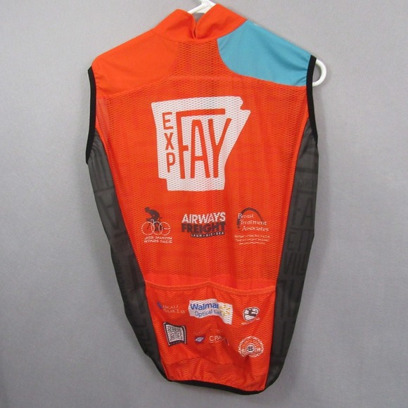 Giordana Mens Cycling Vest S Orange Windbreaker Mesh Full Zip Active - Picture 2 of 7